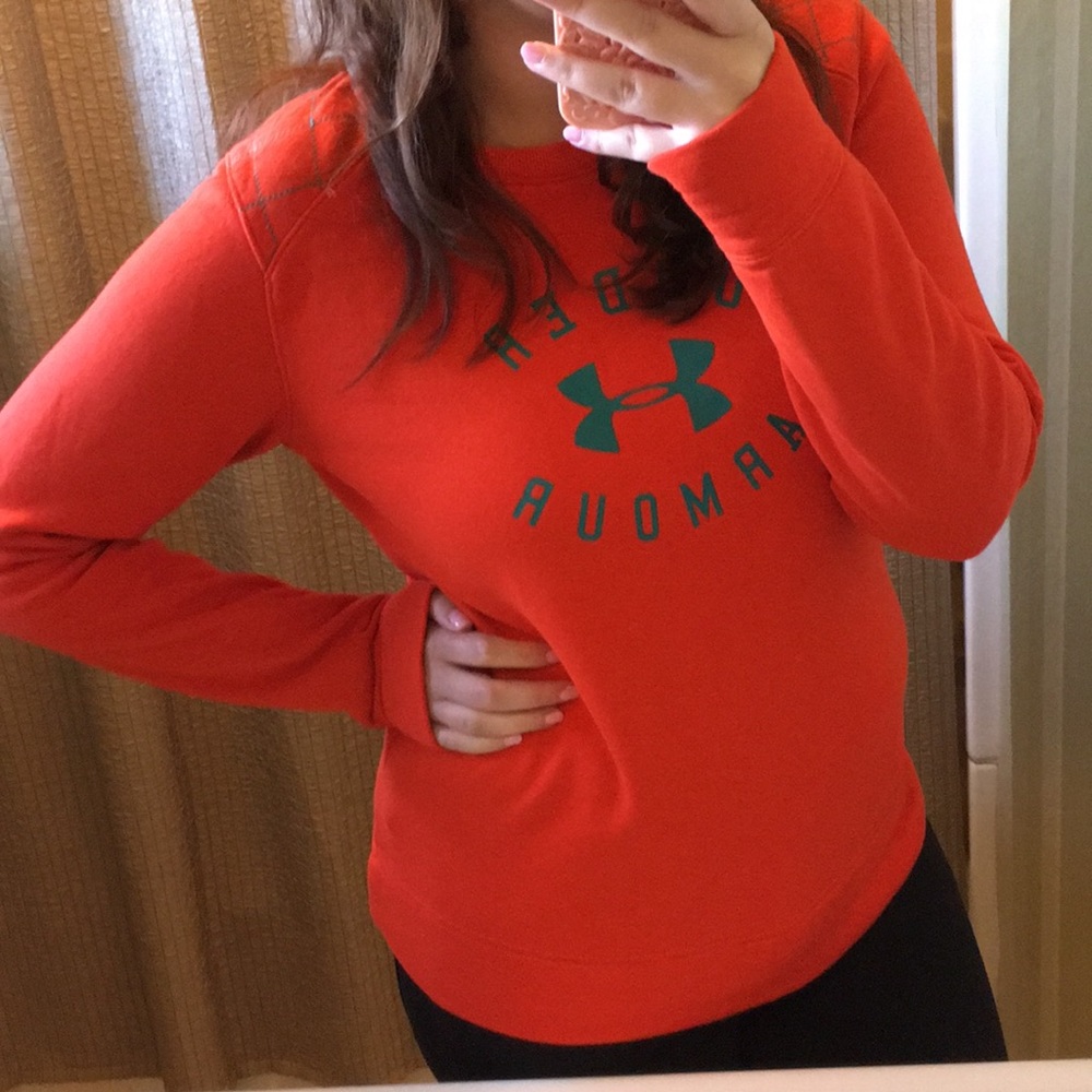 Under Armour sweatshirt orange teal logo quilted